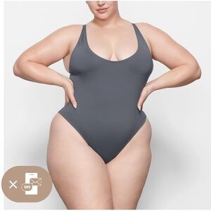 SKIMS BLACK SWIM scoop neck one piece in onyx/3X